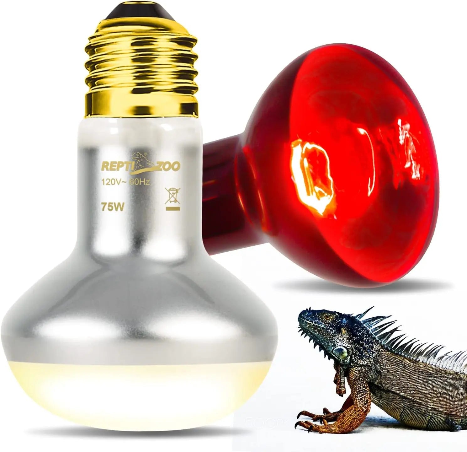 75W Reptile Heat Lamp Bulbs – UVA Daylight & Infrared Night Combo or Infrared Only | E26, 120V | 2,000–3,000 Hour Lifespan
