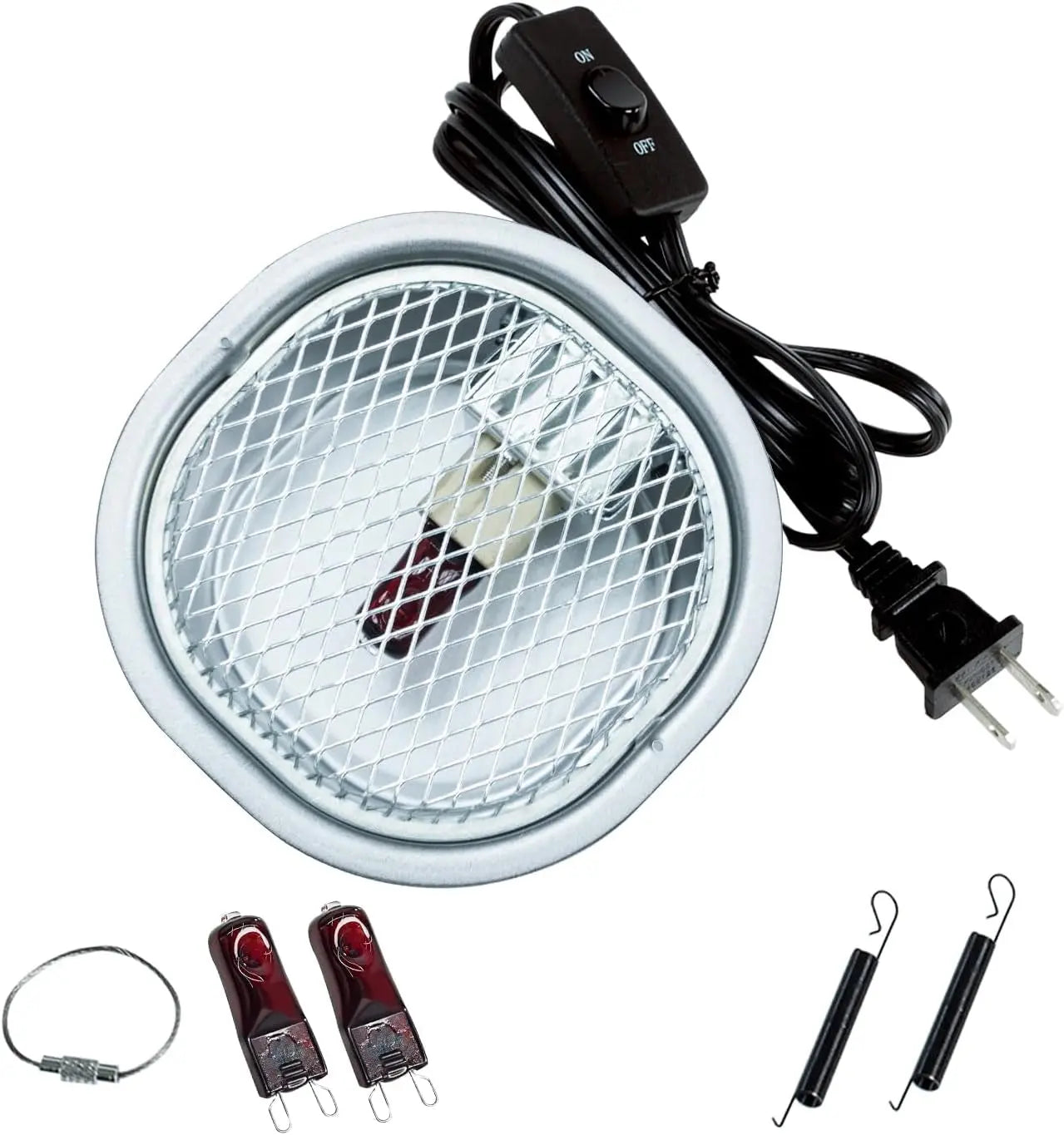 Reptile Infrared Heat Lamp Combo Kit – 50W UVA Basking Bulb with Hood, Safety Mesh & Spring Clamp | Bearded Dragons, Turtles & Geckos
