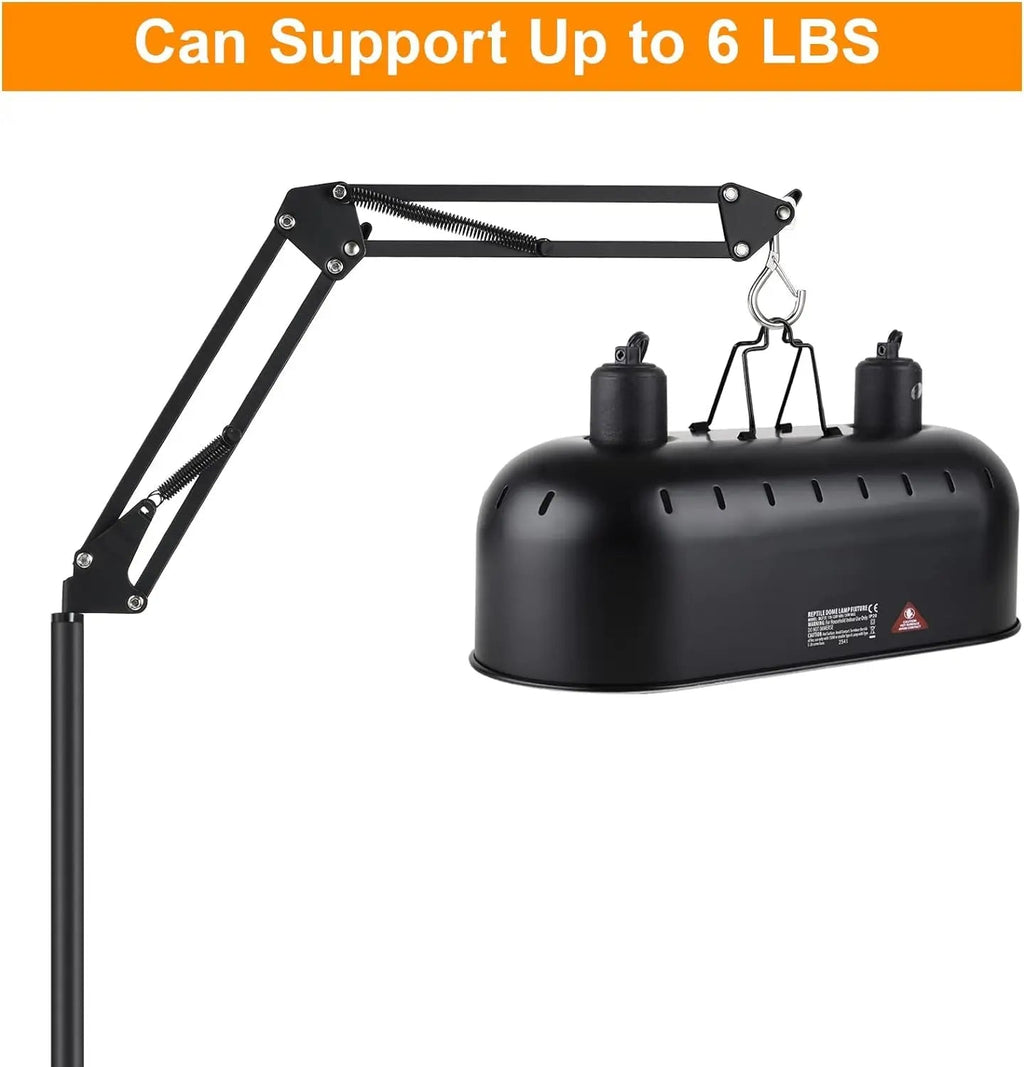 Reptile Lamp Stand – Adjustable Height 15.7–74.3" with 360° Swing Arm | Heat & UV Lamp Holder for Terrariums | 6 lb Capacity