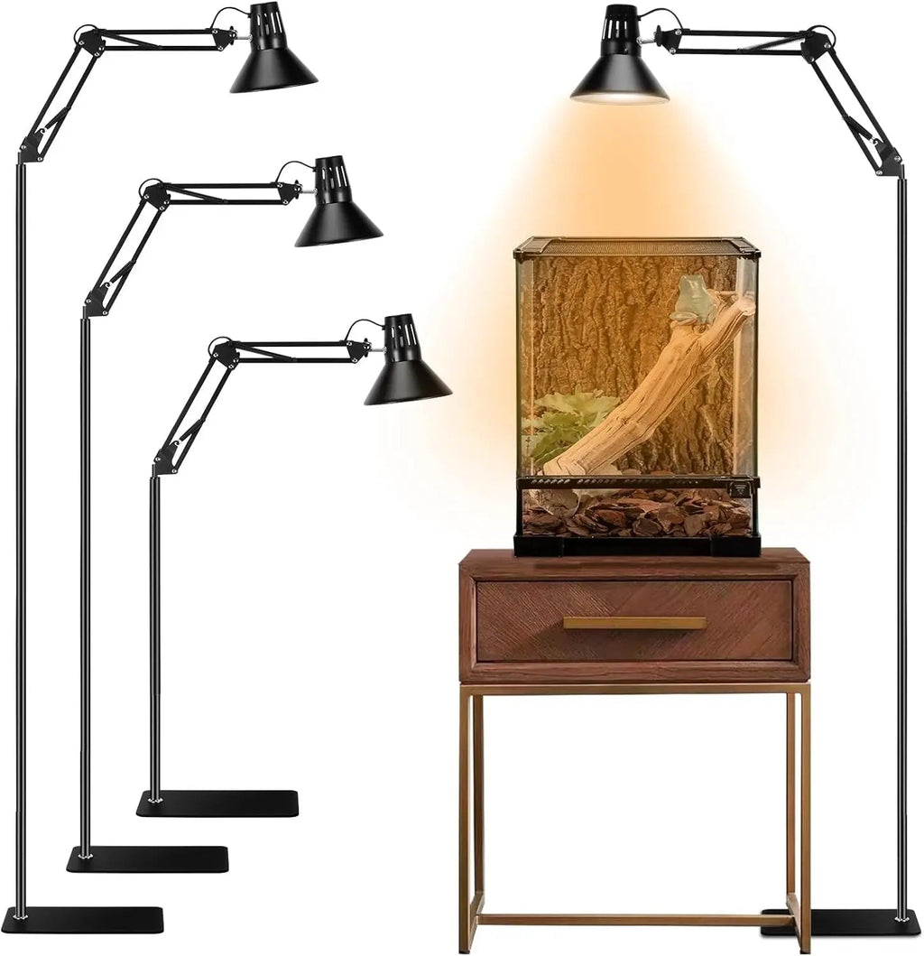 Reptile Lamp Stand – Adjustable Height 15.7–74.3" with 360° Swing Arm | Heat & UV Lamp Holder for Terrariums | 6 lb Capacity