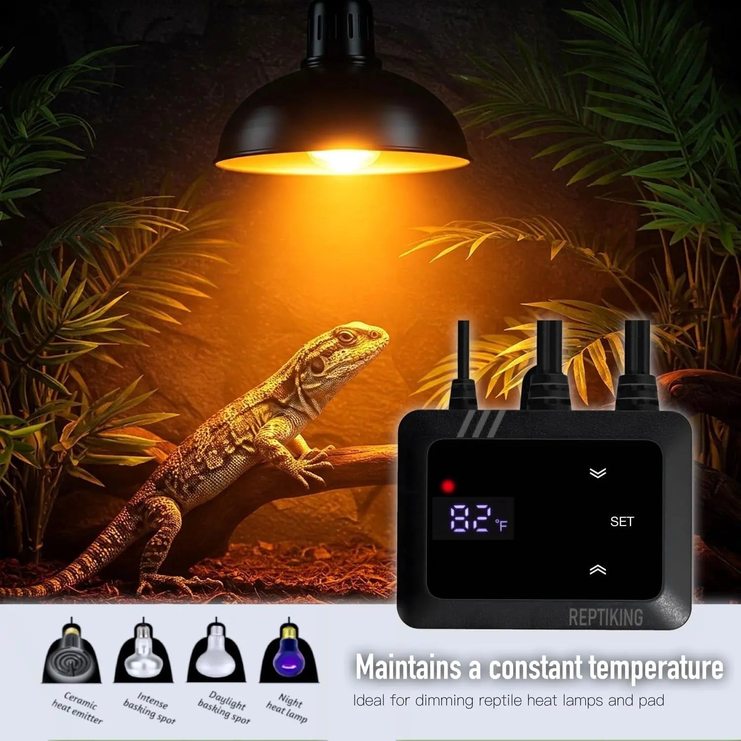 PID Dimming Reptile Thermostat – 200W Digital Heat Controller for Basking Lamps & Ceramic Emitters | 68–122°F