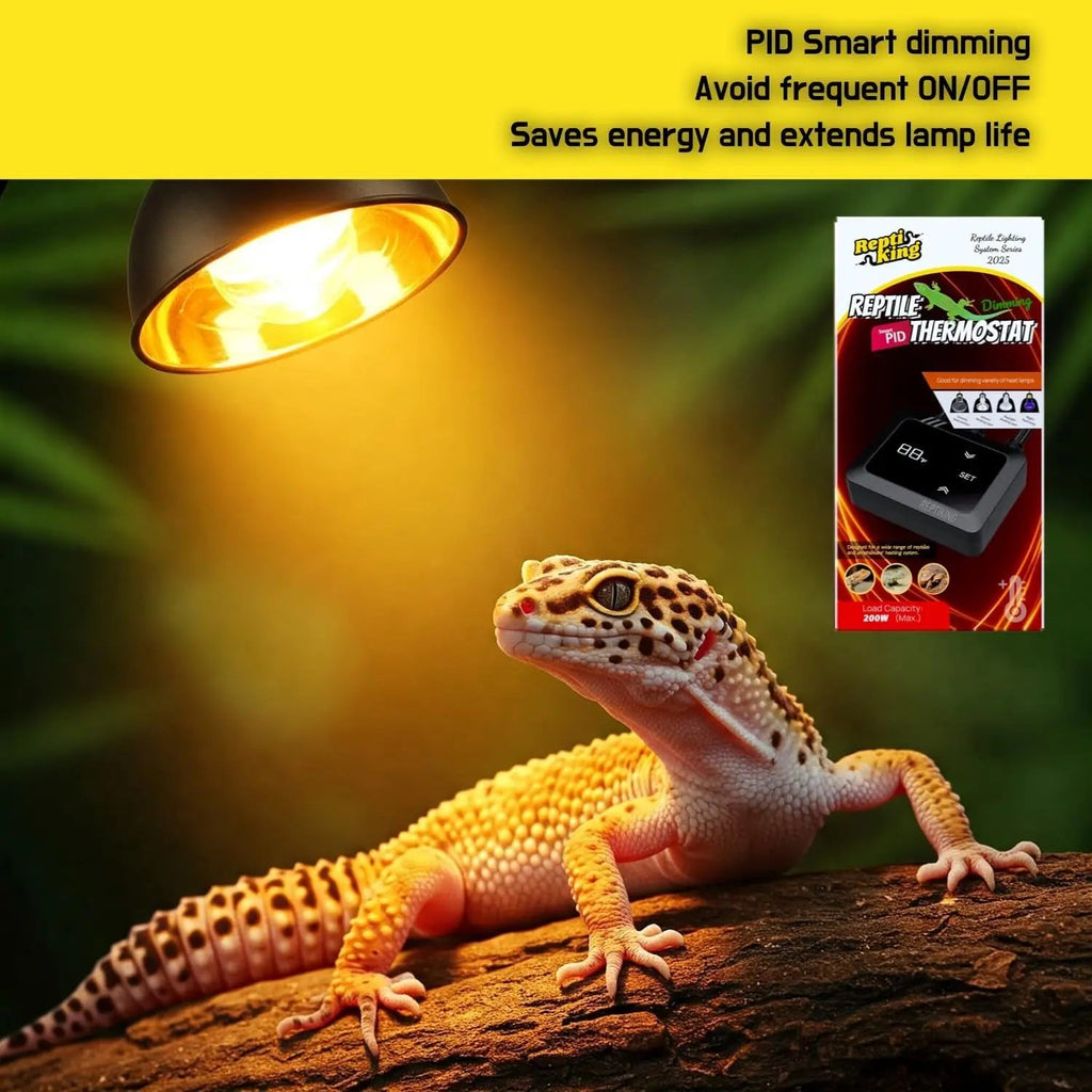 PID Dimming Reptile Thermostat – 200W Digital Heat Controller for Basking Lamps & Ceramic Emitters | 68–122°F