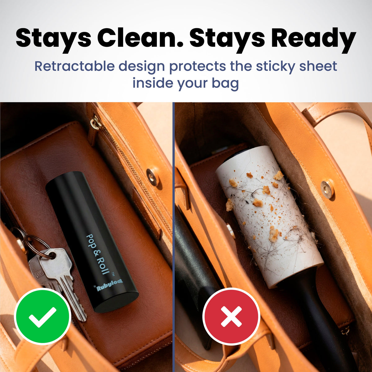 Pop & Roll Retractable Mini Lint Roller for Pet Hair