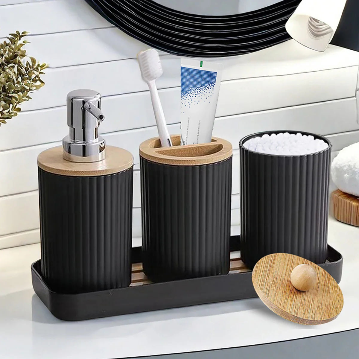 Bathroom Vanity Accessories Set with Tray