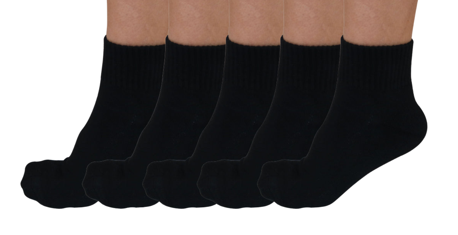 1/4 Crew Bamboo Viscose Socks Unisex Black - 5-Pack