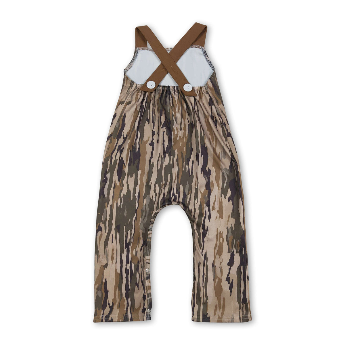 Camo Deer Embroidery Jumpsuit with Brown Straps