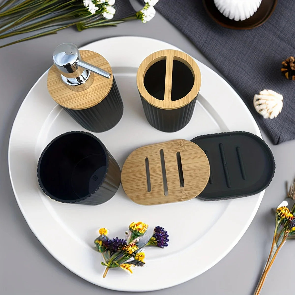 Bathroom Vanity Accessories Set with Tray