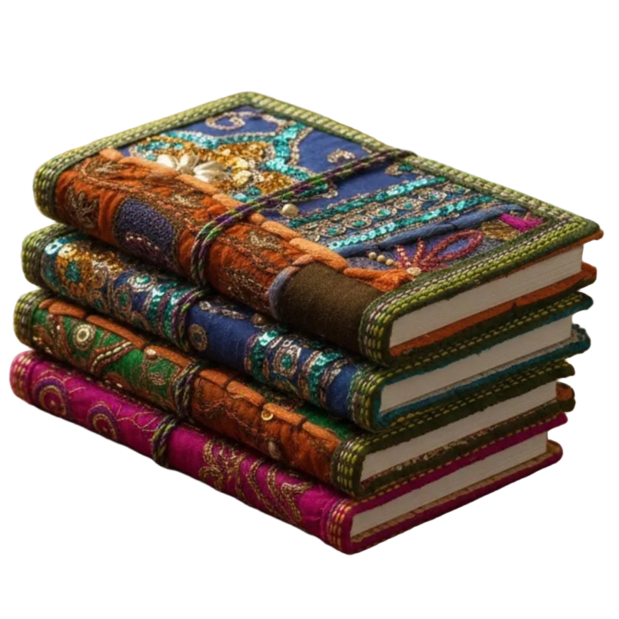 Handcrafted Sari Fabric Notebook Journal – One-of-a-Kind, 5” x 7”