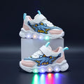 Kids' LED Light-Up Sneakers – Dinosaur Print Breathable Shoes for Boys & Girls