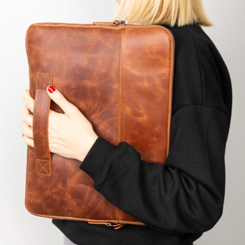Seward Leather Laptop Bag with Shoulder Strap - MacBook Sleeve 14" & 16"
