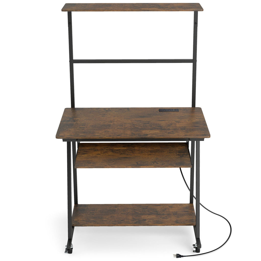 Mobile Computer Desk with LED Lights