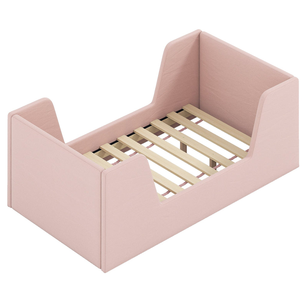 Velvet Toddler Bed Frame with Safety Rails