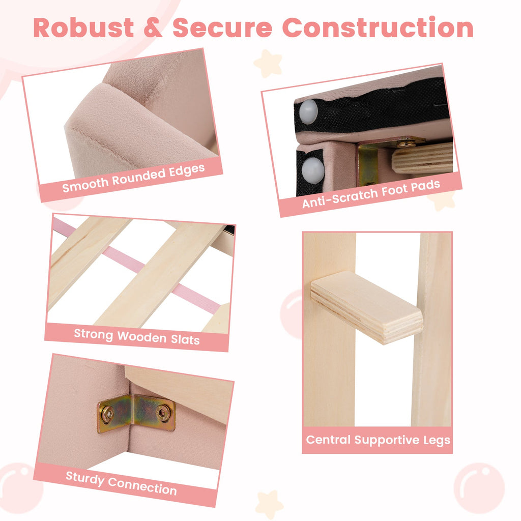Velvet Toddler Bed Frame with Safety Rails