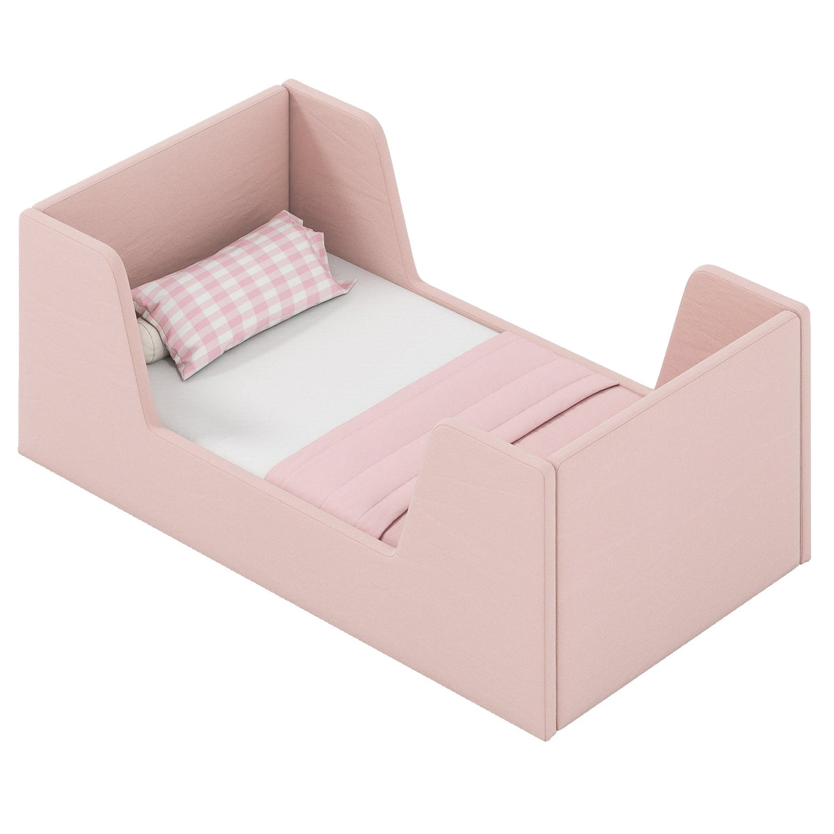 Velvet Toddler Bed Frame with Safety Rails