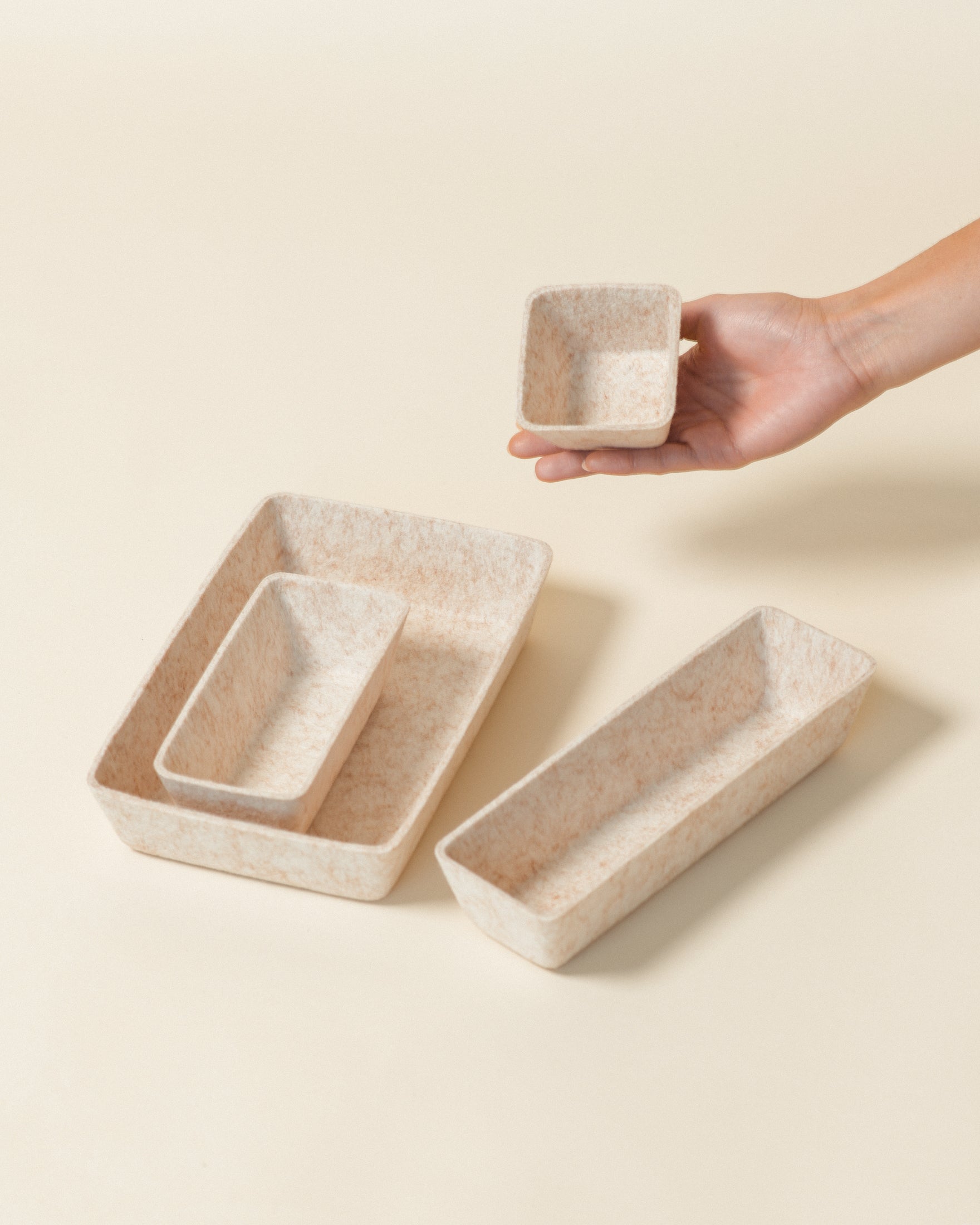 SortJoy Felt Drawer Organizer Set | 4-Piece Modular Storage, Carbon & Stone
