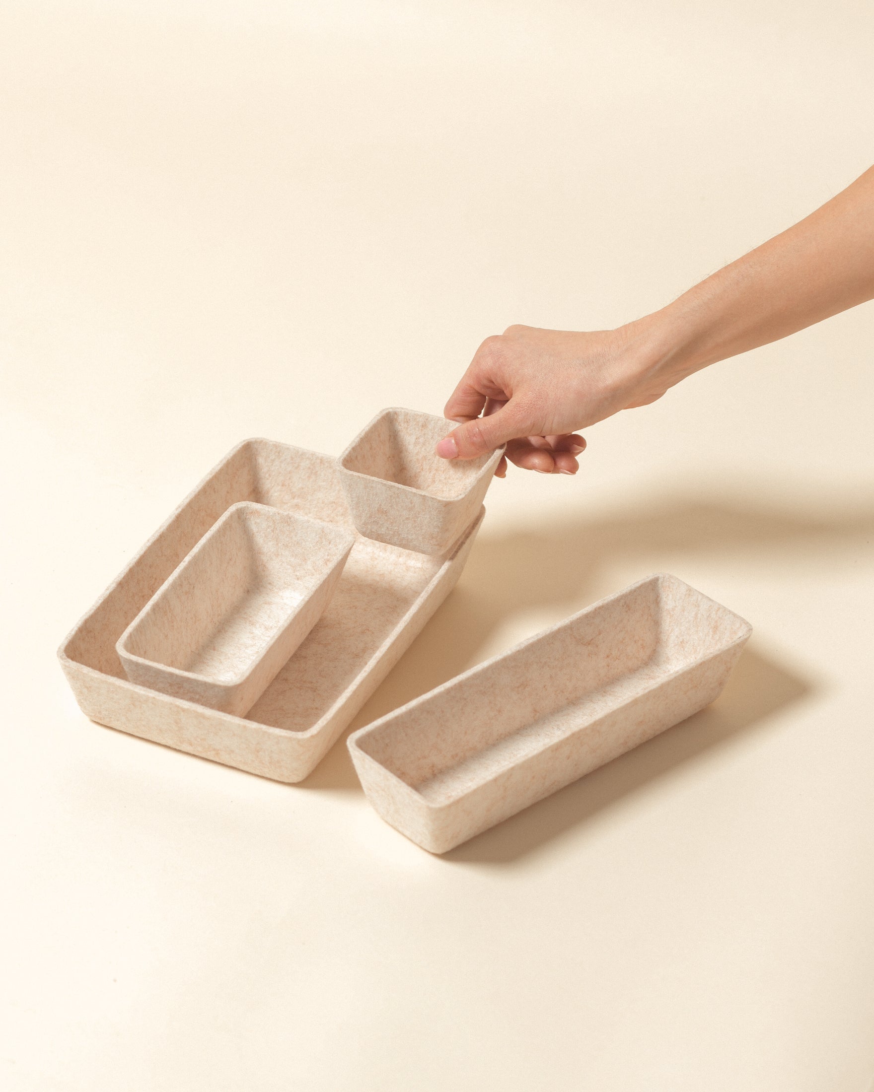 SortJoy Felt Drawer Organizer Set | 4-Piece Modular Storage, Carbon & Stone