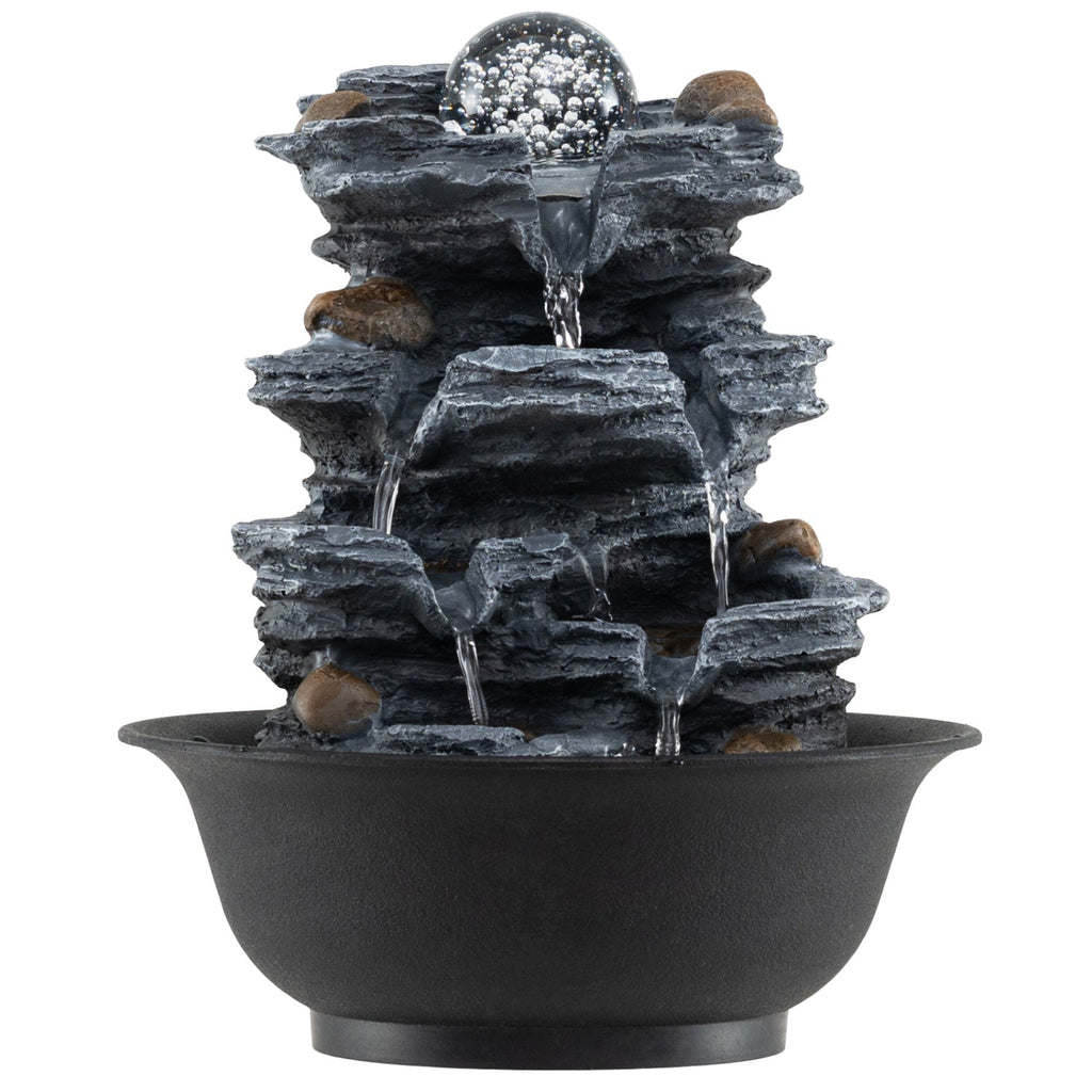 Tabletop Water Fountain with Rolling Crystal Ball & Color-Changing LED