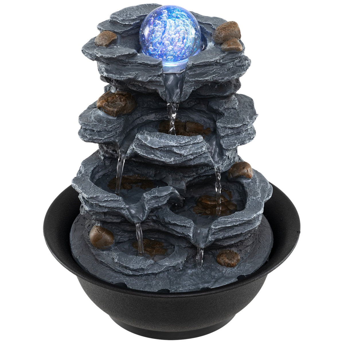 Tabletop Water Fountain with Rolling Crystal Ball & Color-Changing LED