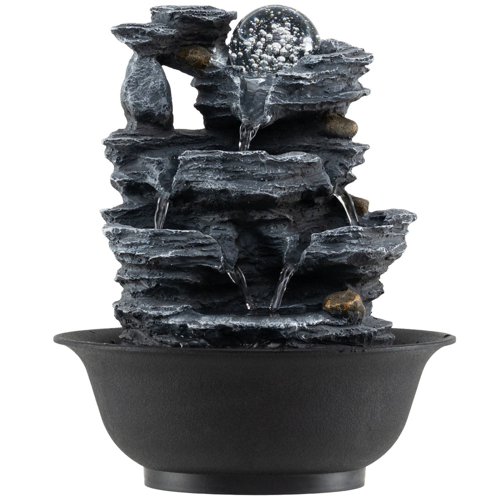 Tabletop Water Fountain with Rolling Crystal Ball & Color-Changing LED