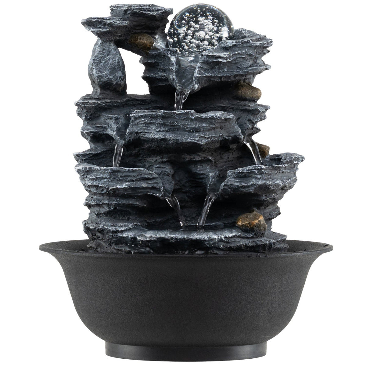 Tabletop Water Fountain with Rolling Crystal Ball & Color-Changing LED
