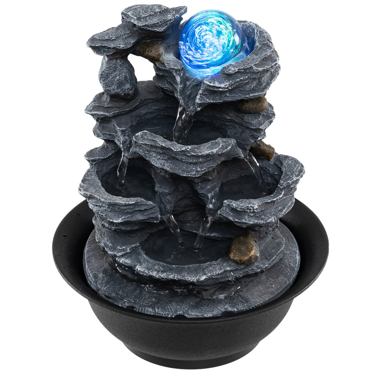Tabletop Water Fountain with Rolling Crystal Ball & Color-Changing LED