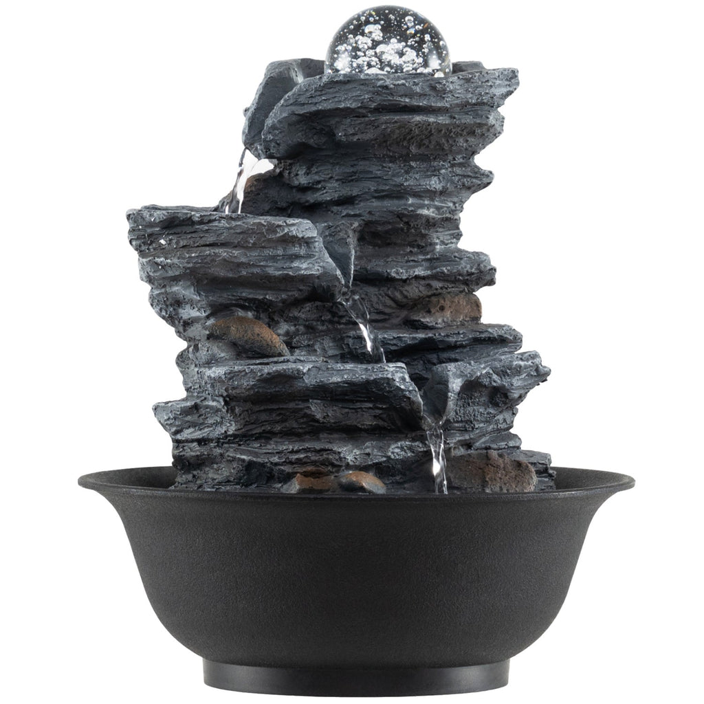 Tabletop Water Fountain with Rolling Crystal Ball & Color-Changing LED