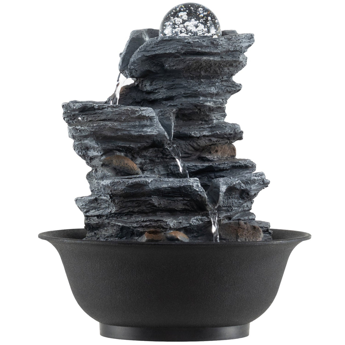Tabletop Water Fountain with Rolling Crystal Ball & Color-Changing LED