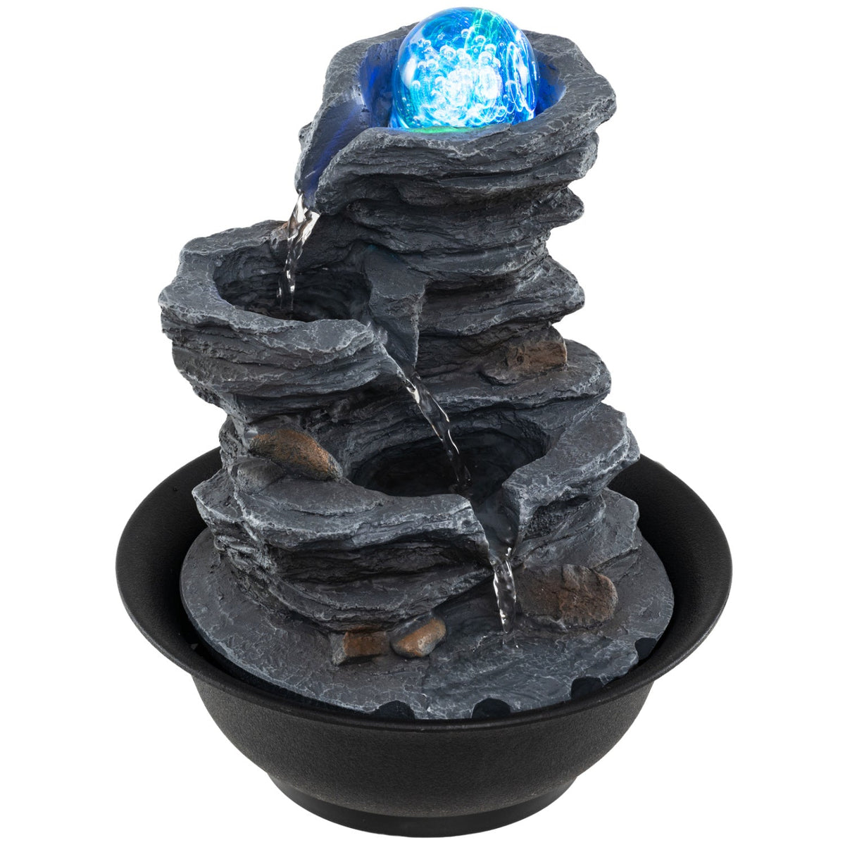 Tabletop Water Fountain with Rolling Crystal Ball & Color-Changing LED