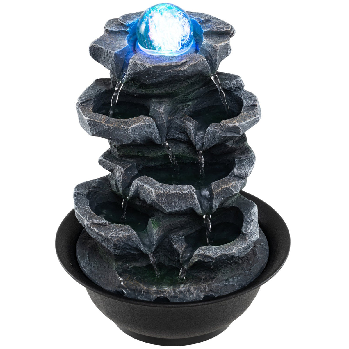 Tabletop Water Fountain with Rolling Crystal Ball & Color-Changing LED