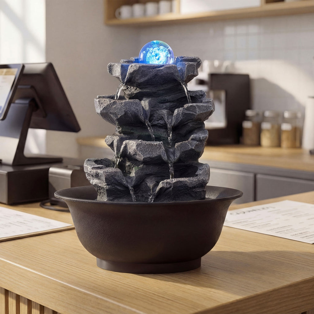 Tabletop Water Fountain with Rolling Crystal Ball & Color-Changing LED