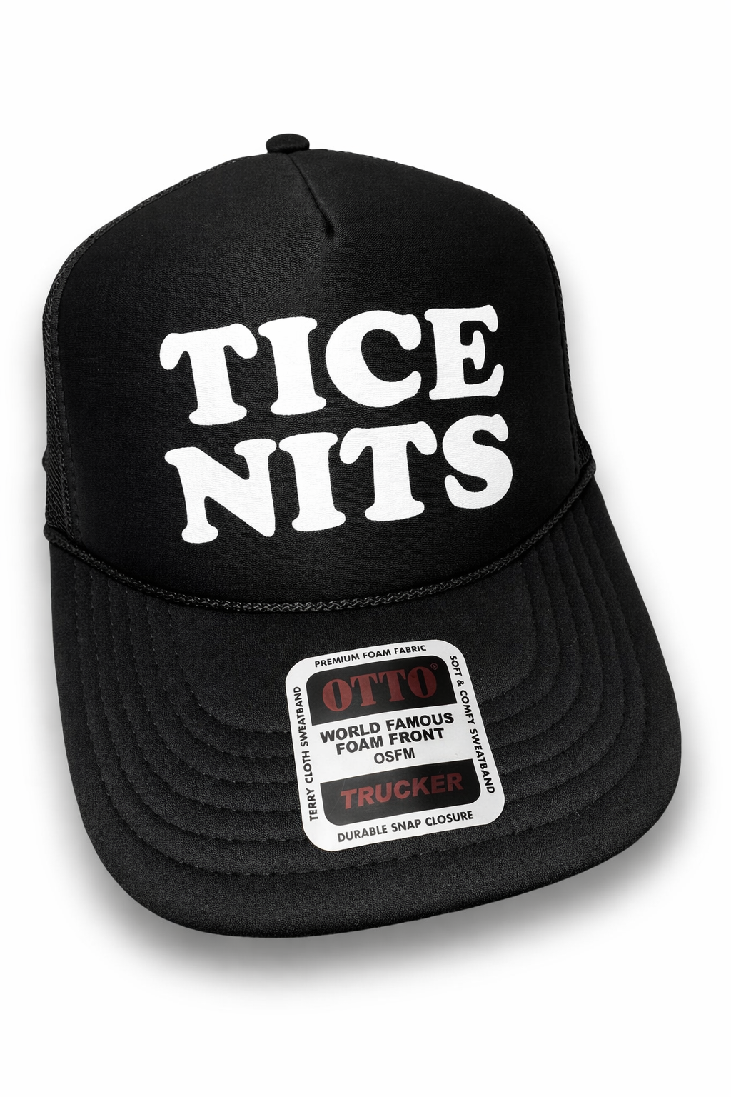 Tice Nits Foam Trucker Hat – Funny Novelty Snapback | Neon Orange & Black | Luckless Outfitters