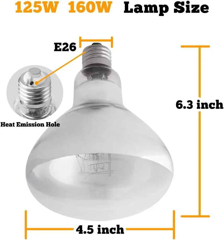 Diagram of a lamp with measurements and specifications labeled