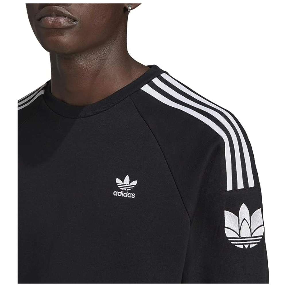 adidas Originals Men's Adicolor 3D Trefoil 3-Stripes Crew Sweatshirt - Black (GN3545)