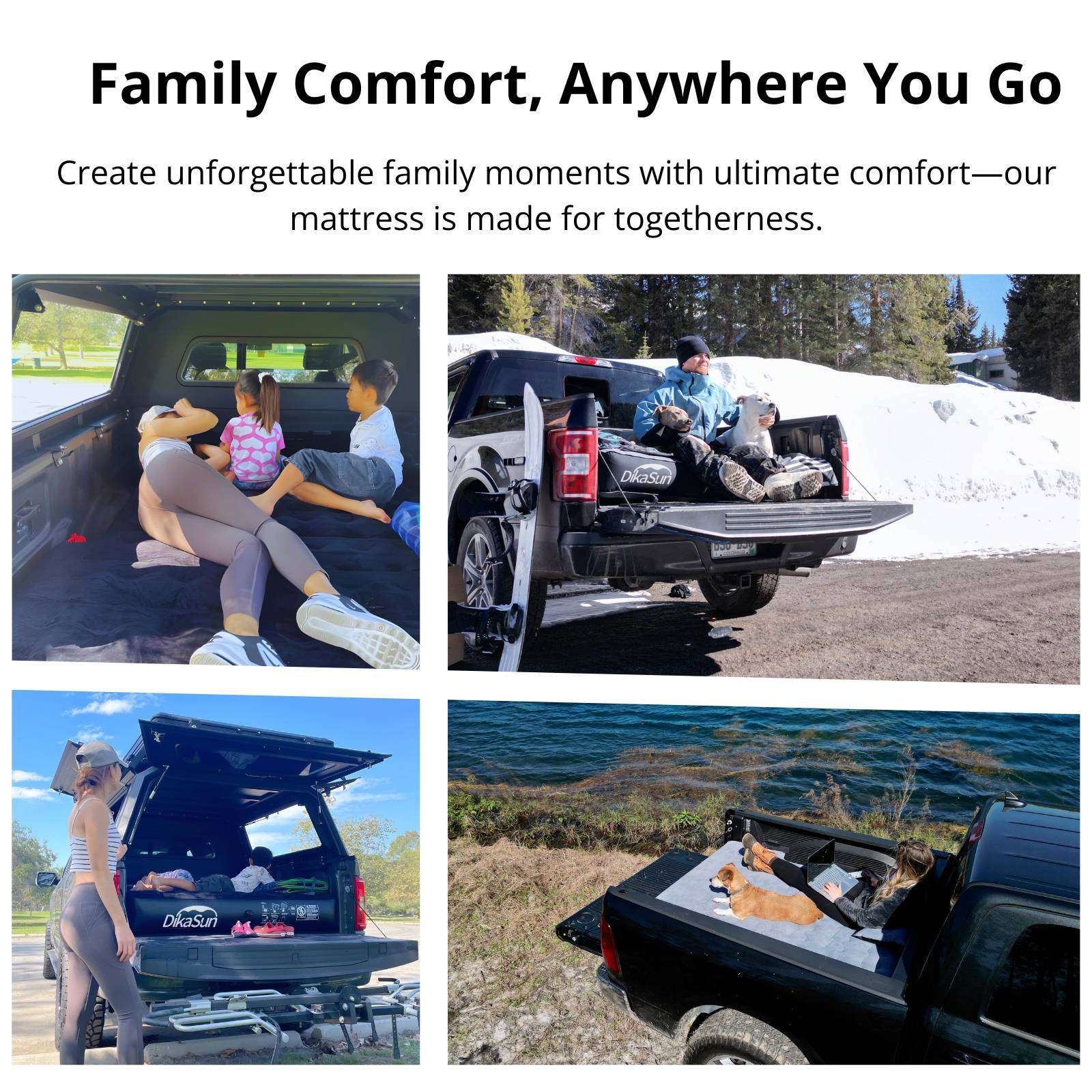 DikaSun 6.0–6.5 ft Full Size Pickup Truck Bed Air Mattress – Black