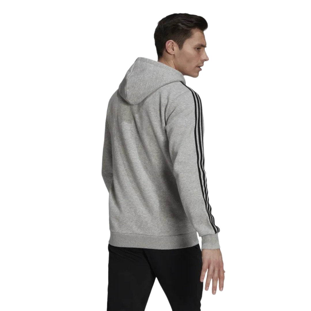 adidas Men's Essentials 3-Stripes Fleece Full-Zip Hoodie - Medium Grey Heather (JD1865)