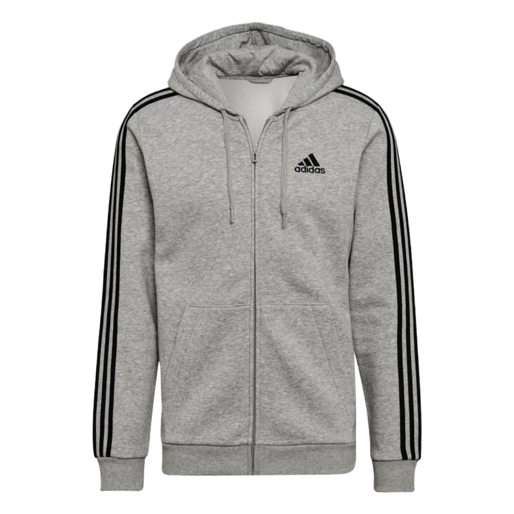 adidas Men's Essentials 3-Stripes Fleece Full-Zip Hoodie - Medium Grey Heather (JD1865)