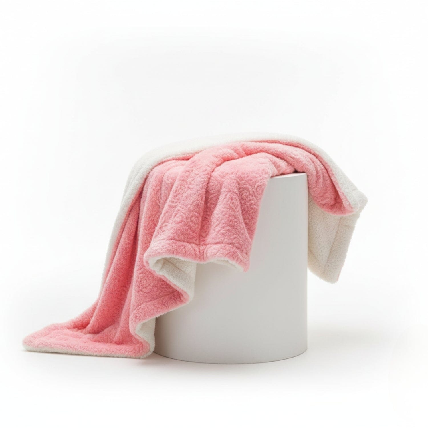 DaDa Bedding Rose Buds Blushing Pink Faux Fur Sherpa Throw Blanket