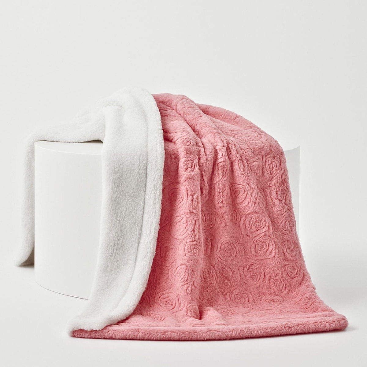 Rose Buds Blushing Pink Sherpa Throw Blanket