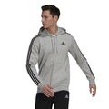 adidas Men's Essentials 3-Stripes Fleece Full-Zip Hoodie - Medium Grey Heather (JD1865)