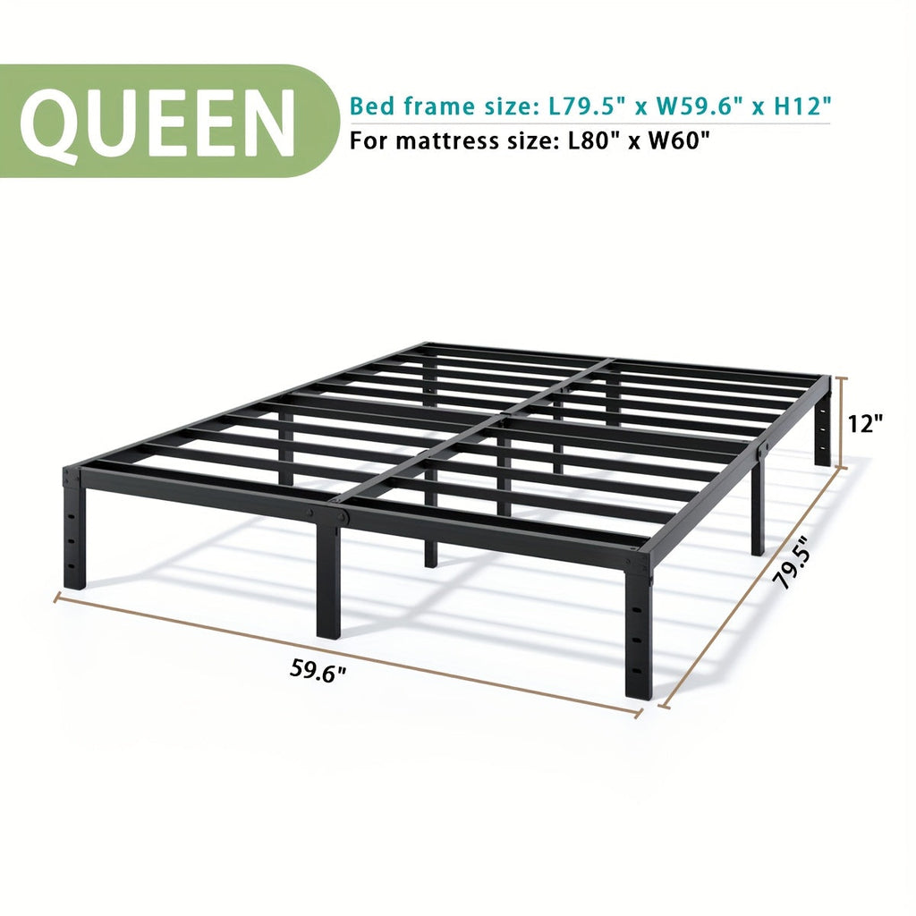 Heavy-Duty Metal Platform Bed Frame – No Box Spring Needed, Under-Bed Storage, Multiple Heights