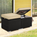 2-Piece Outdoor Rattan Storage Ottoman Set with Cushions