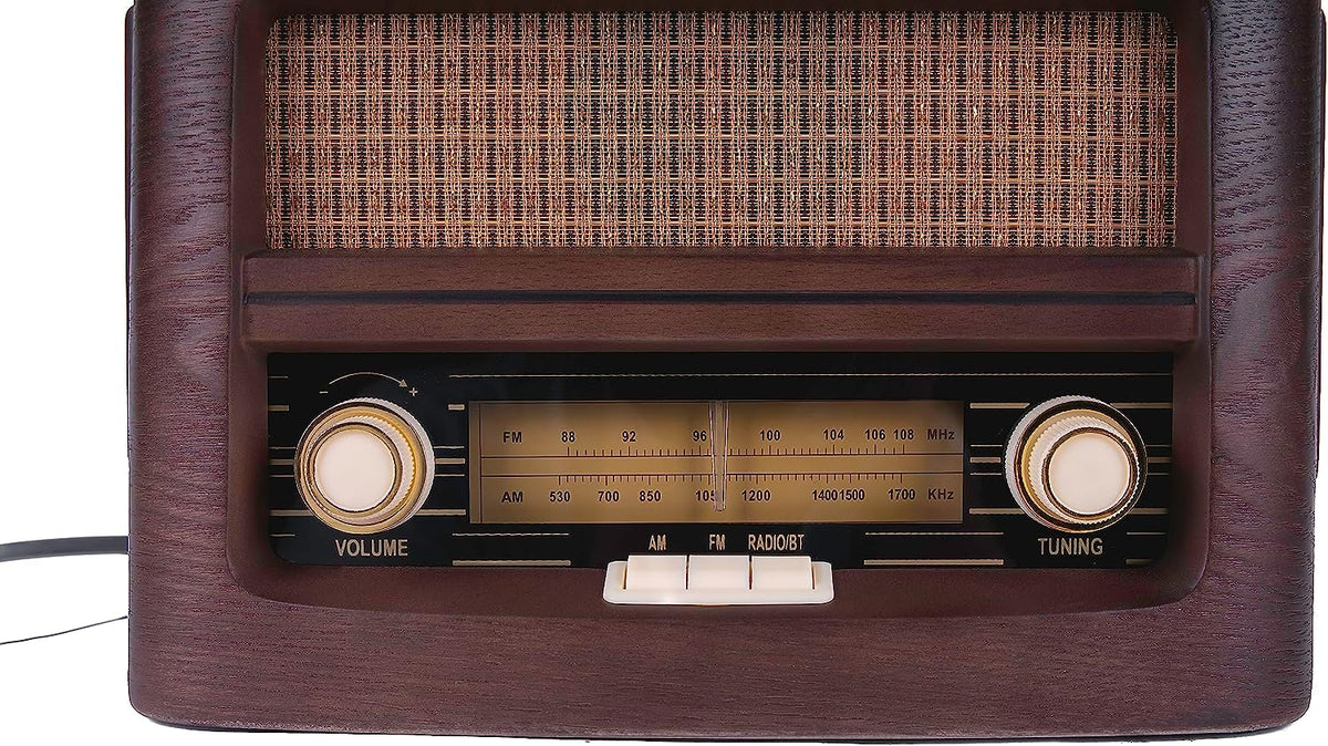 Retro Vintage Radio with Qi Wireless Charging, Bluetooth 5.1 & AM/FM