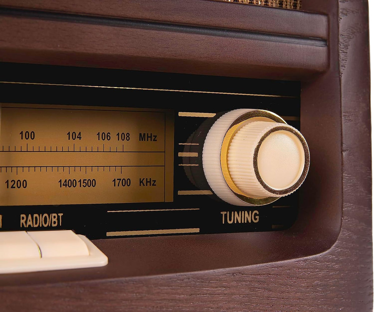 Retro Vintage Radio with Qi Wireless Charging, Bluetooth 5.1 & AM/FM