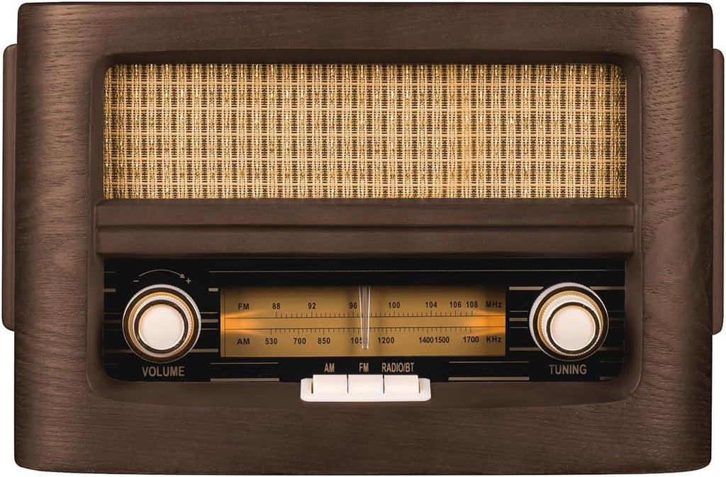 Retro Vintage Radio with Qi Wireless Charging, Bluetooth 5.1 & AM/FM