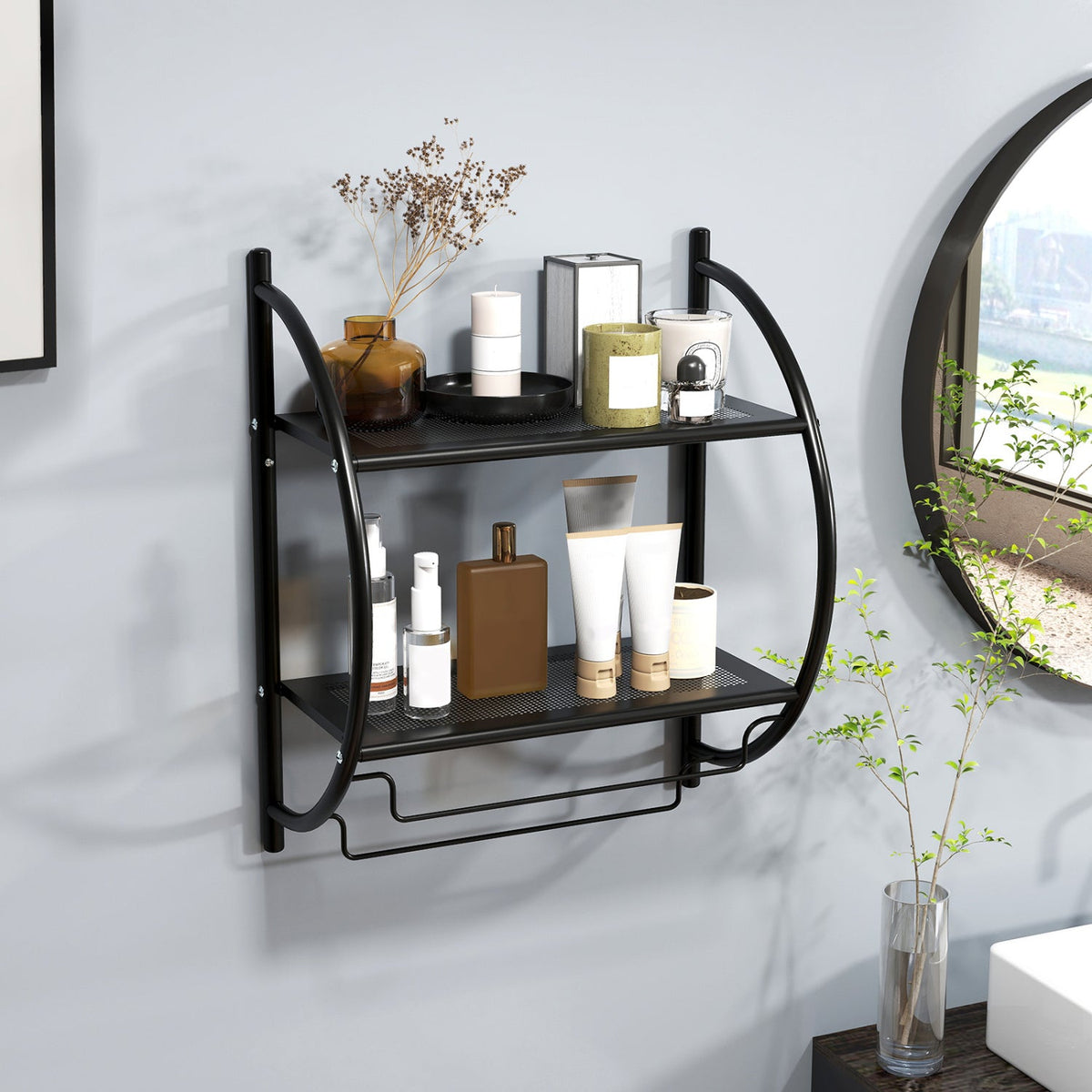 2-Tier Wall-Mounted Bathroom Towel Rack