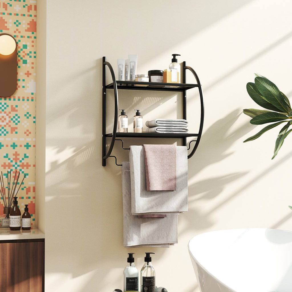 2-Tier Wall-Mounted Bathroom Towel Rack