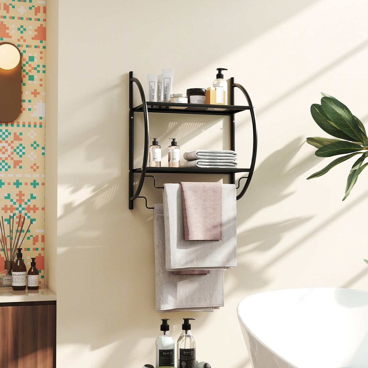 2-Tier Wall-Mounted Bathroom Towel Rack