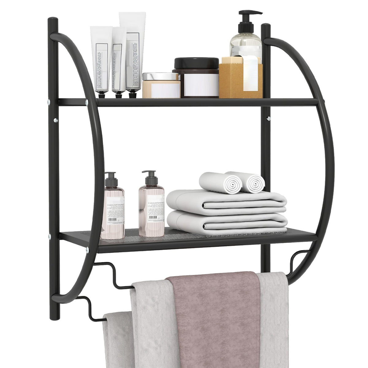 2-Tier Wall-Mounted Bathroom Towel Rack