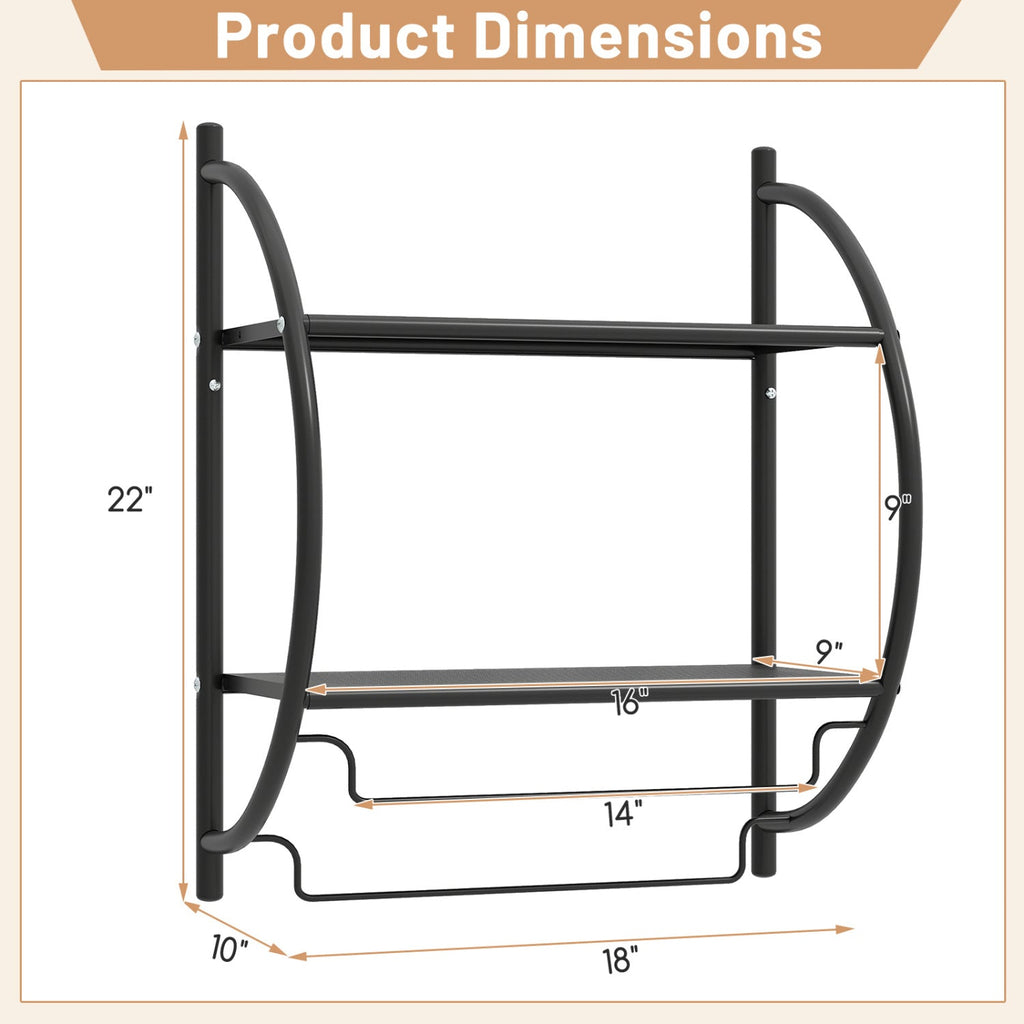 2-Tier Wall-Mounted Bathroom Towel Rack