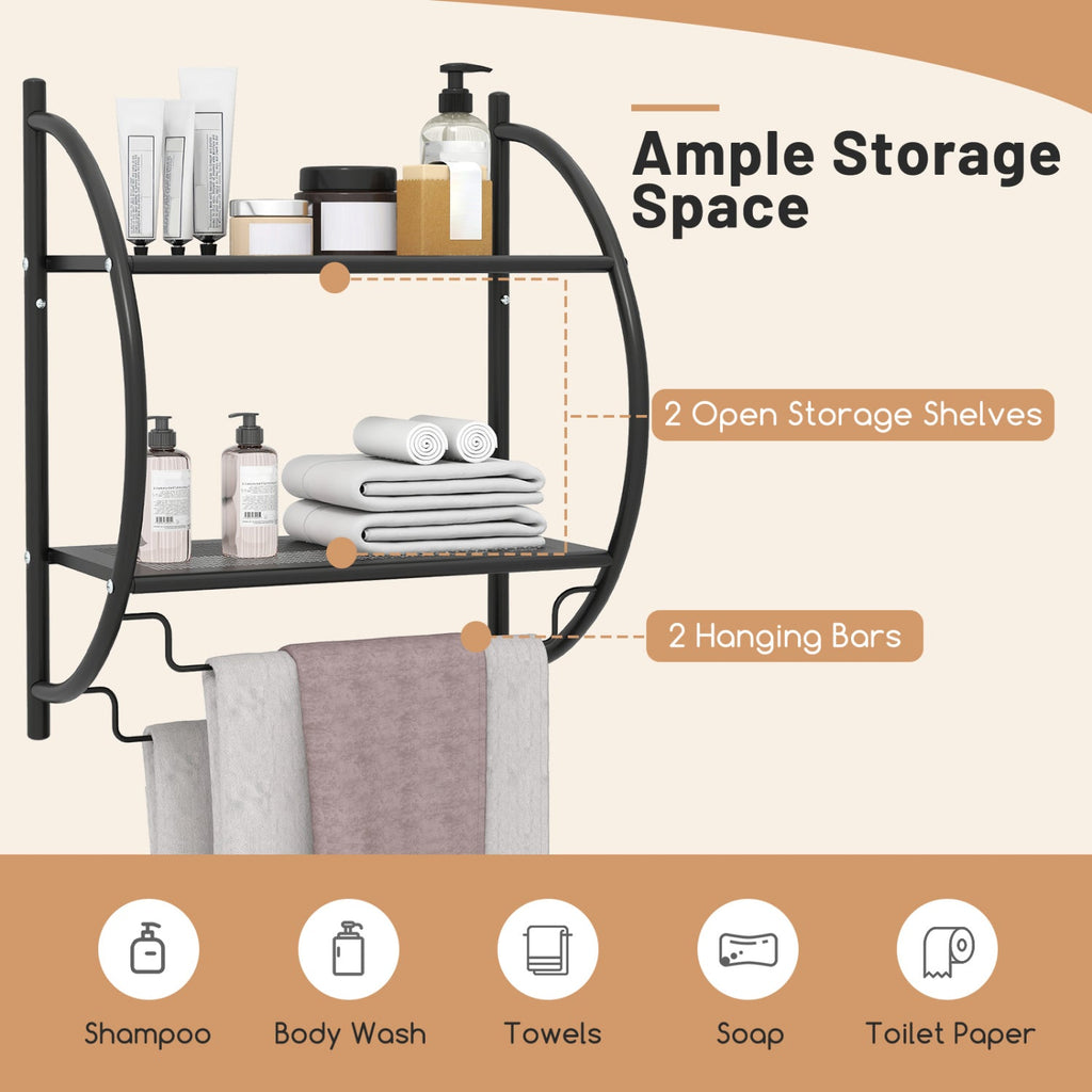 2-Tier Wall-Mounted Bathroom Towel Rack